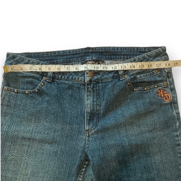 Harley Davidson capris pants jeans with metal embellishments and embroidered - Picture 4 of 11